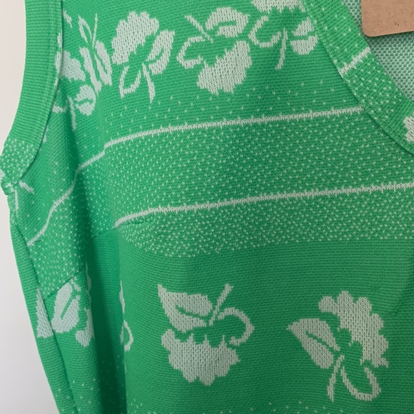 Super cute green flower vintage 70s tank top dress with belt - Picture 11 of 17